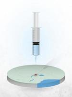 Vaccination of Burundi, injection of a syringe into a map of Burundi. vector