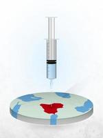 Vaccination of Iraq, injection of a syringe into a map of Iraq. vector