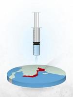 Vaccination of Vietnam, injection of a syringe into a map of Vietnam. vector