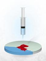 Vaccination of Louisiana, injection of a syringe into a map of Louisiana. vector