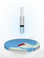 Vaccination of Portugal, injection of a syringe into a map of Portugal. vector