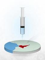 Vaccination of Cameroon, injection of a syringe into a map of Cameroon. vector