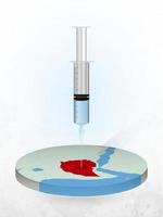 Vaccination of Ethiopia, injection of a syringe into a map of Ethiopia. vector