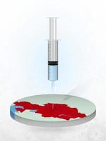 Vaccination of Kazakhstan, injection of a syringe into a map of Kazakhstan. vector