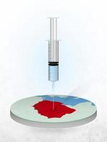 vacunación de polonia, inyección de una jeringa en un mapa de polonia. vector