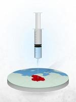 Vaccination of Lithuania, injection of a syringe into a map of Lithuania. vector