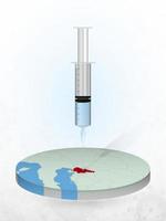 Vaccination of Slovenia, injection of a syringe into a map of Slovenia. vector