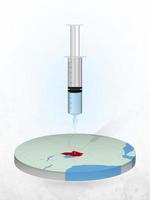 Vaccination of Uganda, injection of a syringe into a map of Uganda. vector