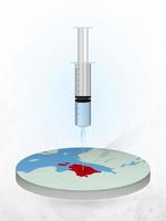 Vaccination of Estonia, injection of a syringe into a map of Estonia. vector