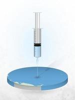 Vaccination of Micronesia, injection of a syringe into a map of Micronesia. vector