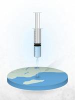 Vaccination of Comoros, injection of a syringe into a map of Comoros. vector