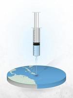 vacunación de puerto rico, inyección de una jeringa en un mapa de puerto rico. vector