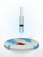 Vaccination of Syria, injection of a syringe into a map of Syria. vector