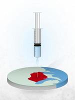 Vaccination of Wisconsin, injection of a syringe into a map of Wisconsin. vector