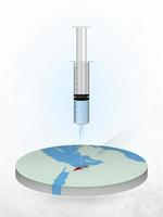 Vaccination of Israel, injection of a syringe into a map of Israel. vector