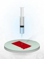 Vaccination of South Dakota, injection of a syringe into a map of South Dakota. vector