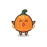 cute pumpkin cartoon is playing hula hoop vector