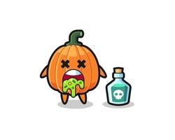 illustration of an pumpkin character vomiting due to poisoning vector