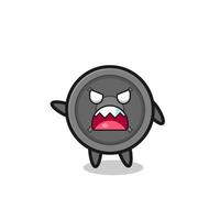 cute barbell plate cartoon in a very angry pose vector