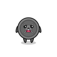 disappointed expression of the barbell plate cartoon vector