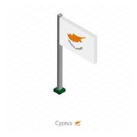 Cyprus Flag on Flagpole in Isometric dimension. vector