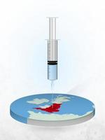 Vaccination of England, injection of a syringe into a map of England. vector