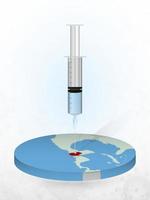 Vaccination of Guatemala, injection of a syringe into a map of Guatemala. vector