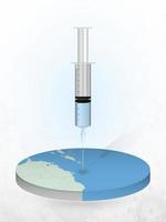 Vaccination of Saint Lucia, injection of a syringe into a map of Saint Lucia. vector