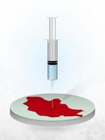 Vaccination of Mongolia, injection of a syringe into a map of Mongolia. vector