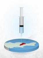 Vaccination of Vermont, injection of a syringe into a map of Vermont. vector