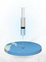 Vaccination of Solomon Islands, injection of a syringe into a map of Solomon Islands. vector