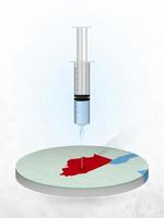 Vaccination of Illinois, injection of a syringe into a map of Illinois. vector