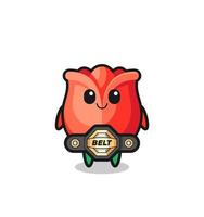 the MMA fighter rose mascot with a belt vector