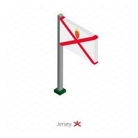 bandera de jersey en asta de bandera en dimensión isométrica. vector