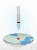 Vaccination of Armenia, injection of a syringe into a map of Armenia. vector