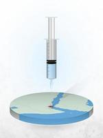 vacunación de djibouti, inyección de una jeringa en un mapa de djibouti. vector