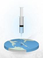 Vaccination of Jamaica, injection of a syringe into a map of Jamaica. vector