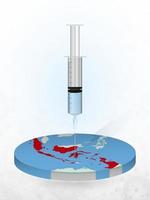 Vaccination of Indonesia, injection of a syringe into a map of Indonesia. vector