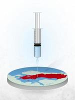 Vaccination of Sweden, injection of a syringe into a map of Sweden. vector