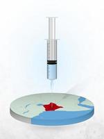 Vaccination of Kenya, injection of a syringe into a map of Kenya. vector