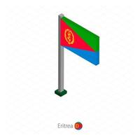 bandera de eritrea en asta de bandera en dimensión isométrica. vector