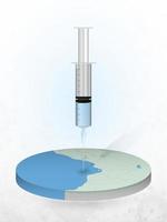 Vaccination of Sao Tome and Principe, injection of a syringe into a map of Sao Tome and Principe. vector