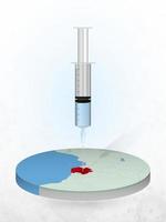 Vaccination of Gabon, injection of a syringe into a map of Gabon. vector