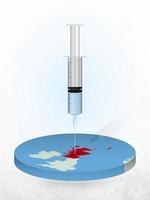 Vaccination of Scotland, injection of a syringe into a map of Scotland. vector