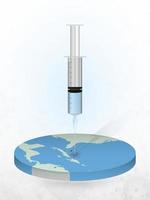 Vaccination of The Bahamas, injection of a syringe into a map of The Bahamas. vector