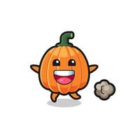 la caricatura de calabaza feliz con pose de carrera vector