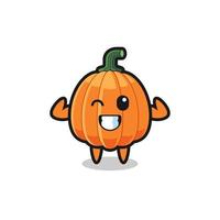 el musculoso personaje de calabaza está posando mostrando sus músculos vector