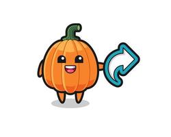 cute pumpkin hold social media share symbol vector