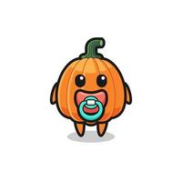 baby pumpkin cartoon character with pacifier vector