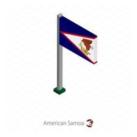 bandera de samoa americana en asta de bandera en dimensión isométrica. vector